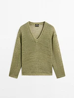 Pull en maille ajourée 100 % lin
