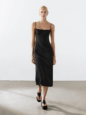 Strappy linen midi dress