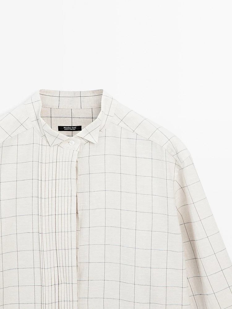 Check shirt with pintucks