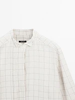 Check shirt with pintucks