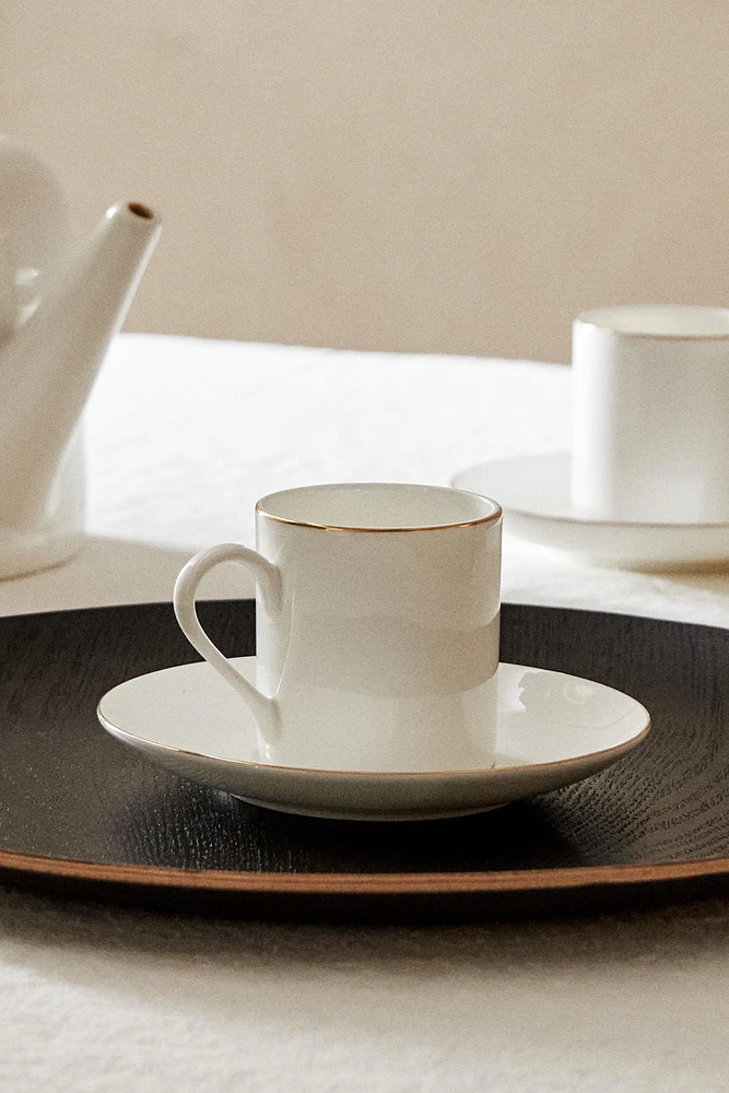 TASSE À CAFÉ AVEC SOUCOUPE PORCELAINE BONE CHINA BORD