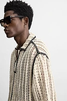 CROCHET TEXTURED POLO SHIRT