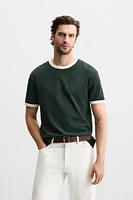 BASIC RIBBED CONTRAST T-SHIRT