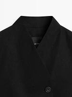Linen blend high neck waistcoat