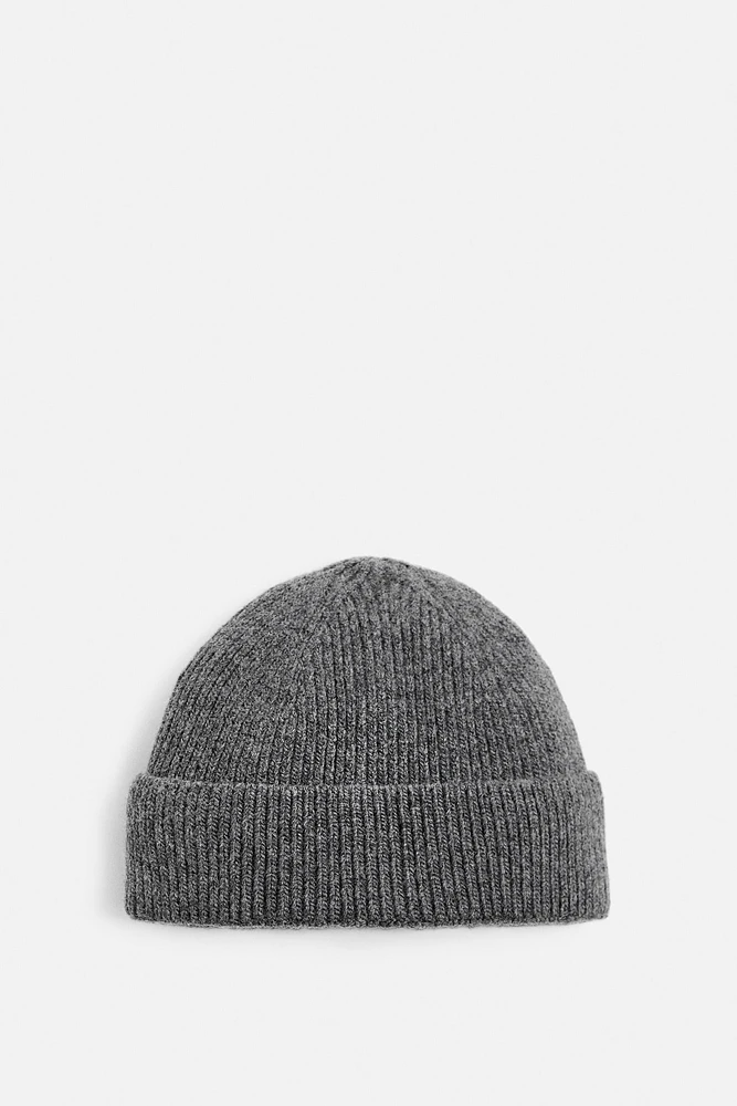 WOOL BLEND SHORT KNIT HAT