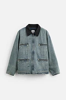 CONTRAST COLLAR DENIM JACKET