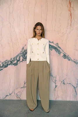 WIDE LEG PLEATED PANTS