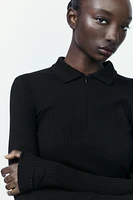 RIBBED POLO NECK SHIRT