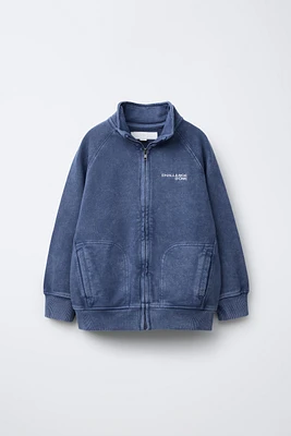 WASHED-EFFECT ZIP SWEATSHIRT