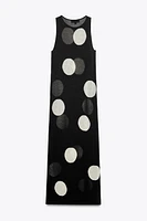 ROBE LONGUE EN MAILLE À POIS