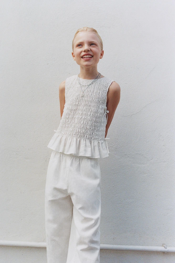 PANTALON WIDE LEG AVEC LIN