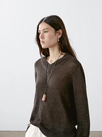 Pull col V coton mélangé