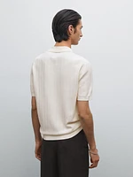 100% cotton textured knit polo shirt