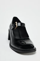 HEELED FAUX PATENT LEATHER SHOES