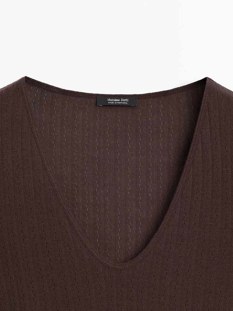 T-shirt maille ajourée pointelle