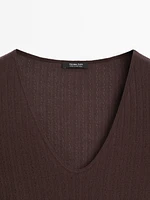 Pointelle cutwork T-shirt