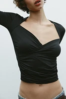 DRAPED POLYAMIDE TOP