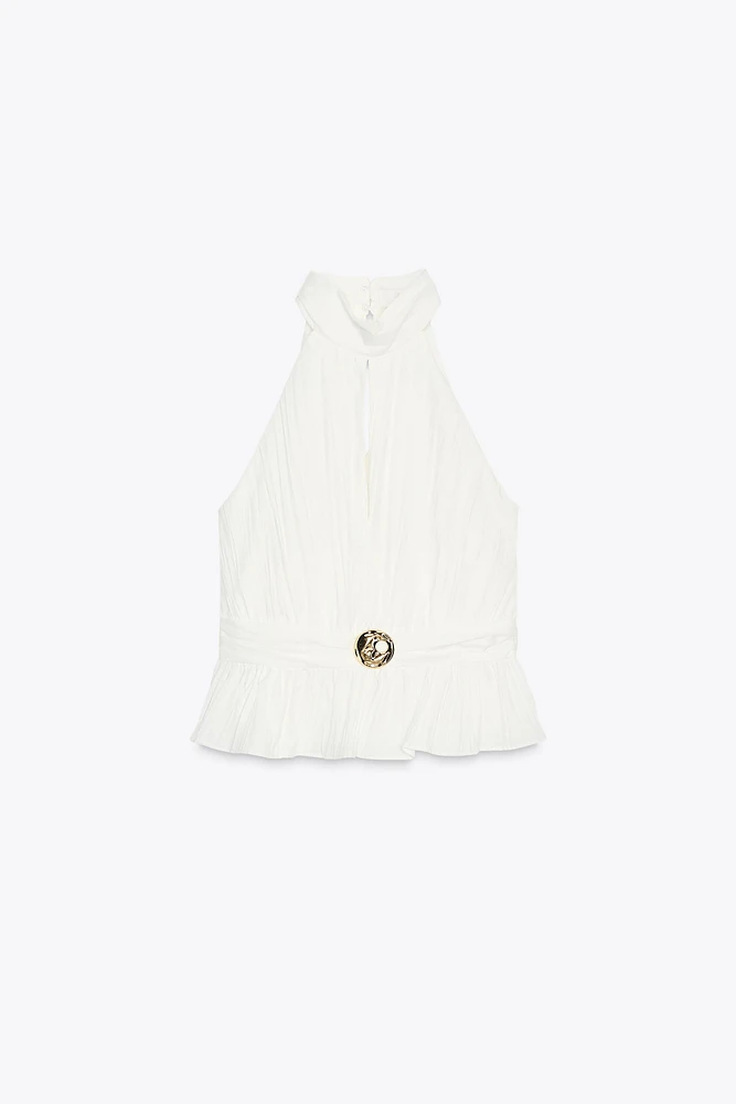 TOP HALTER PLISSÉ