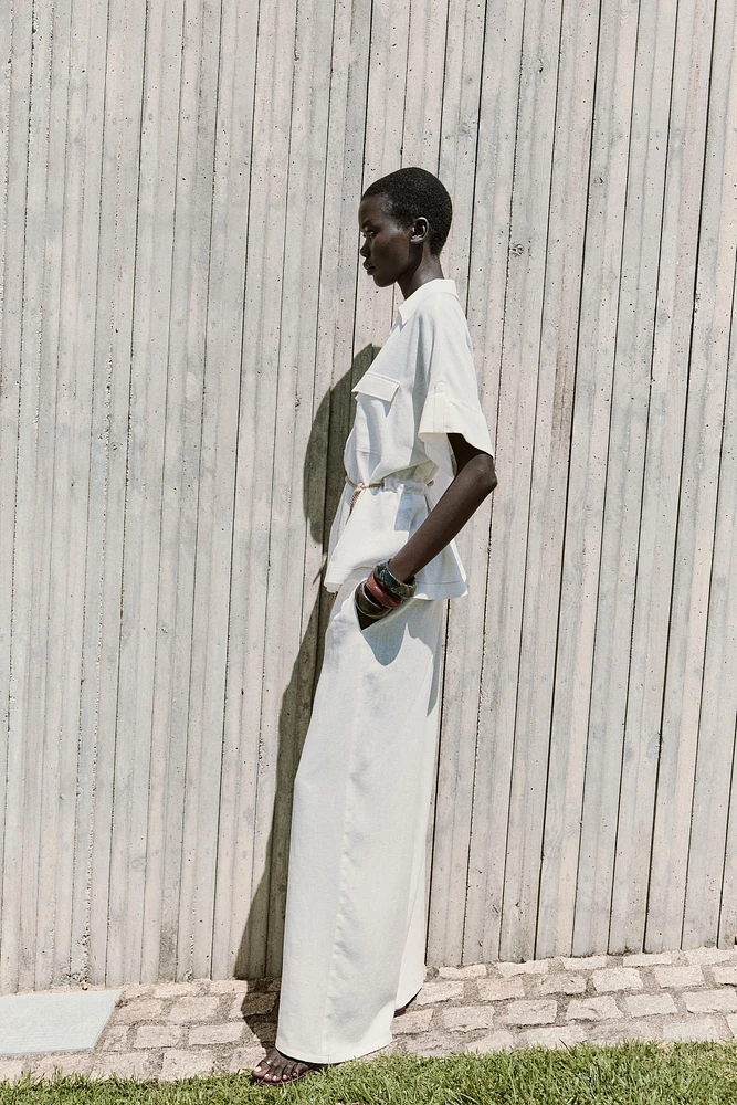 CHEMISE SAFARI LACET AVEC RAMIE