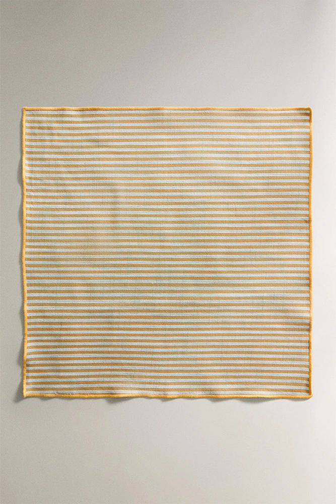 LOT SERVIETTES DE TABLE COTON RAYURES (LOT DE 2)