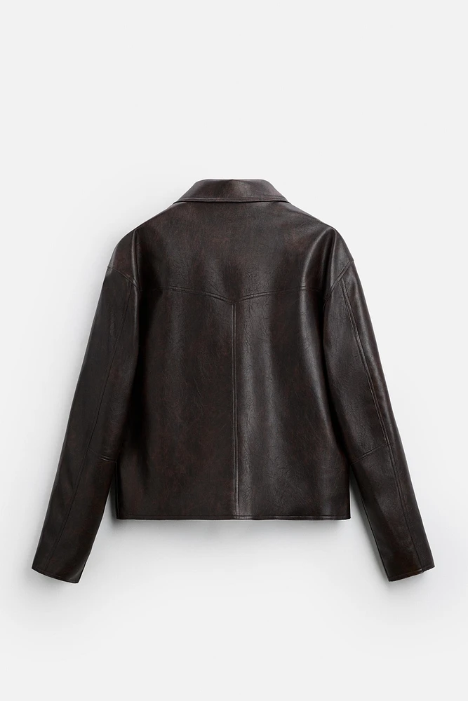 BLOUSON EN MATIÈRE SYNTHÉTIQUE DÉLAVÉE