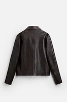 FAUX LEATHER WASHED JACKET