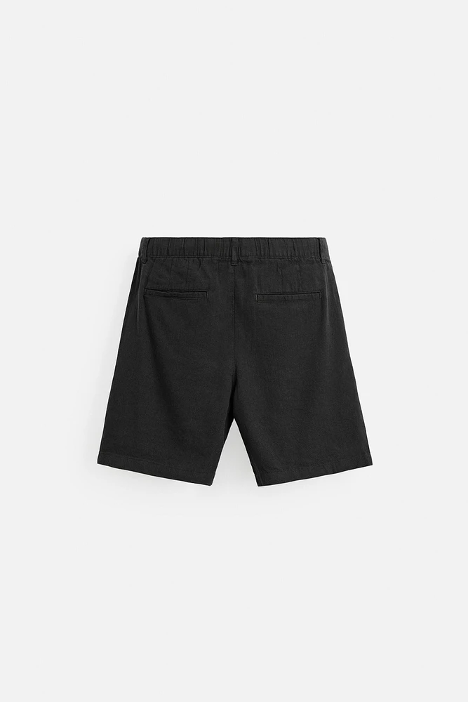 COTTON - LINEN BERMUDA SHORTS