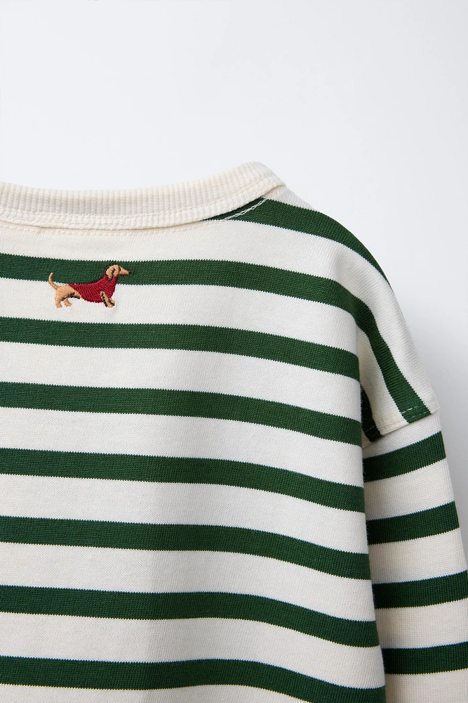 EMBROIDERED STRIPED T-SHIRT