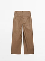 Linen blend wide-leg trousers with darts - Studio