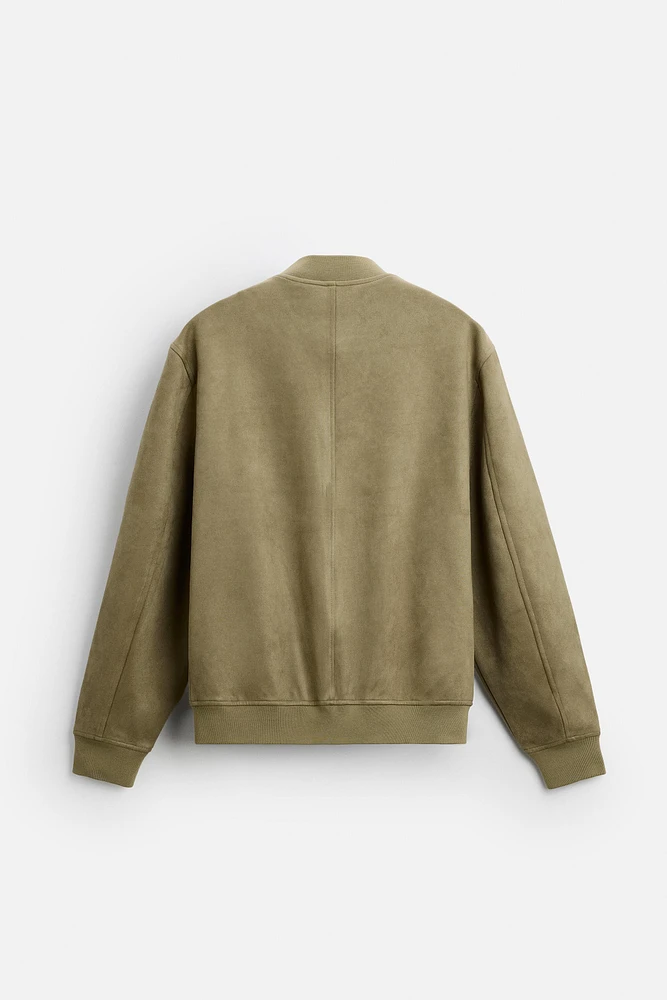 FAUX SUEDE BOMBER JACKET