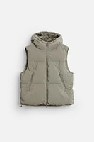 RUBBERIZED HOODED PUFFER VEST