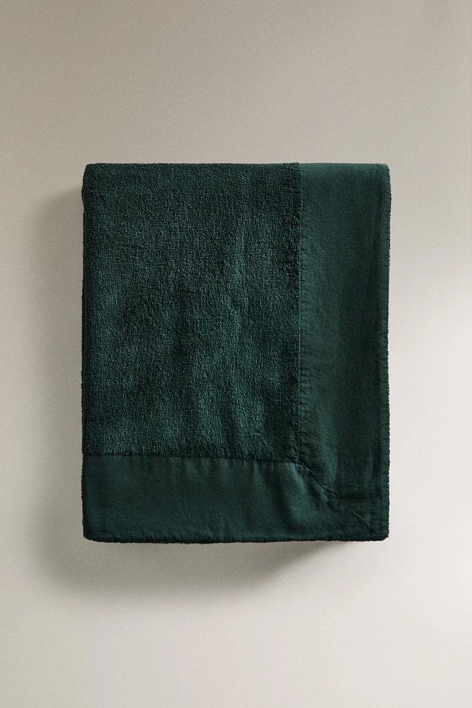 COTTON BEACH TOWEL WITH LINEN BORDER