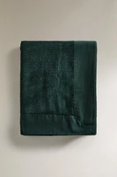 COTTON BEACH TOWEL WITH LINEN BORDER