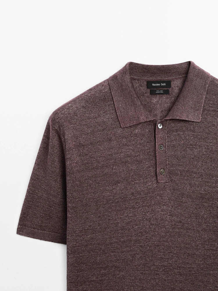 100% linen knit polo shirt