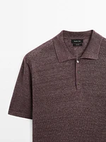 100% linen knit polo shirt
