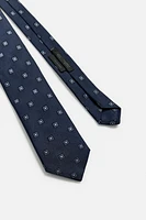 100% SILK GEOMETRIC PRINT TIE