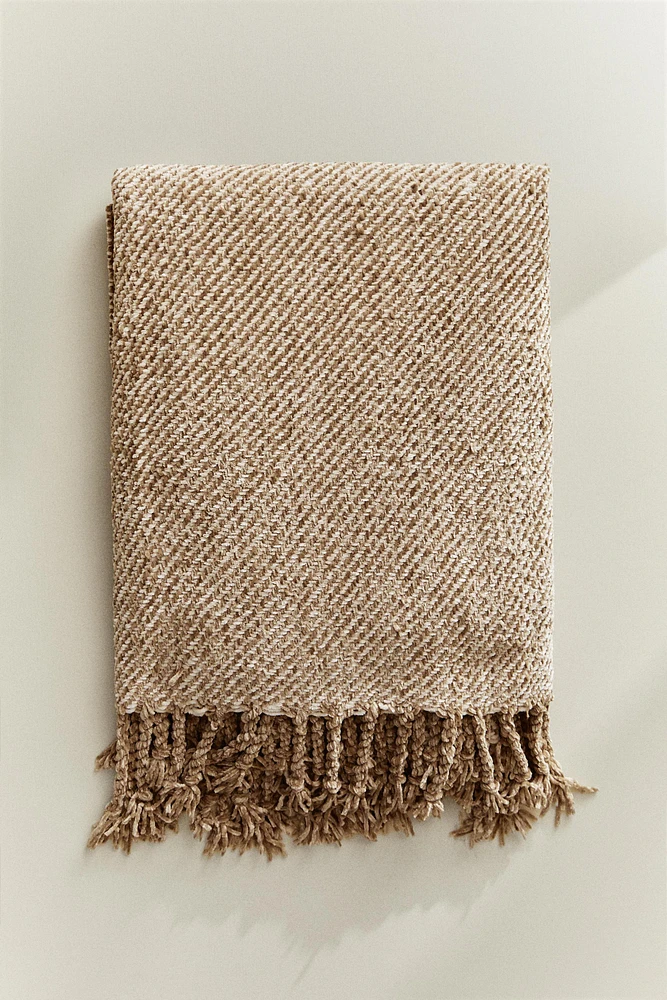 CONTRAST TWO-TONE CHENILLE BLANKET