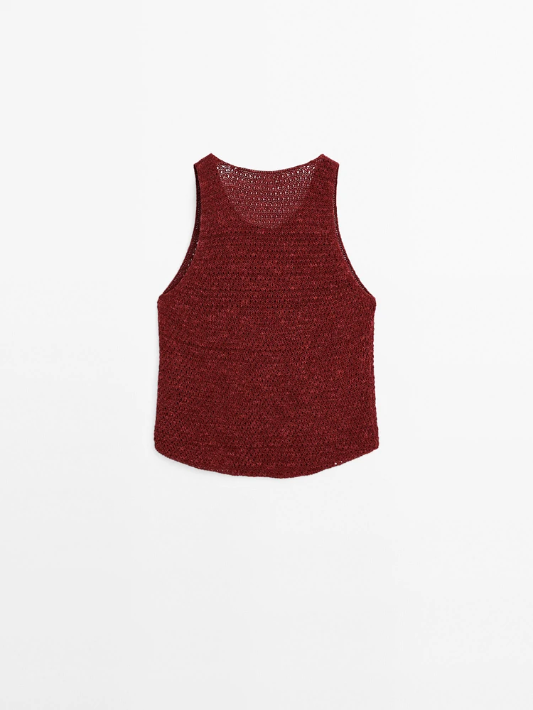 Top en maille ajourée texturé