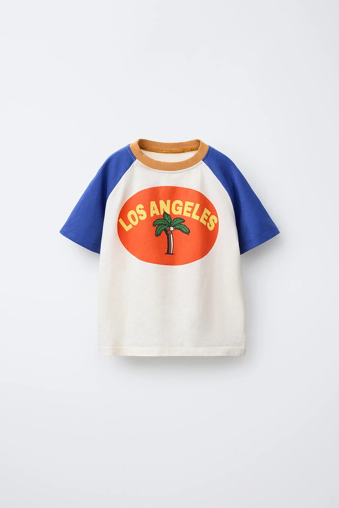T-SHIRT À MANCHES RAGLAN ET PALMIER