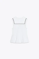 POPLIN TIE TRIM TOP