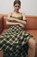 CHECKERED MIDI SKIRT ZW COLLECTION