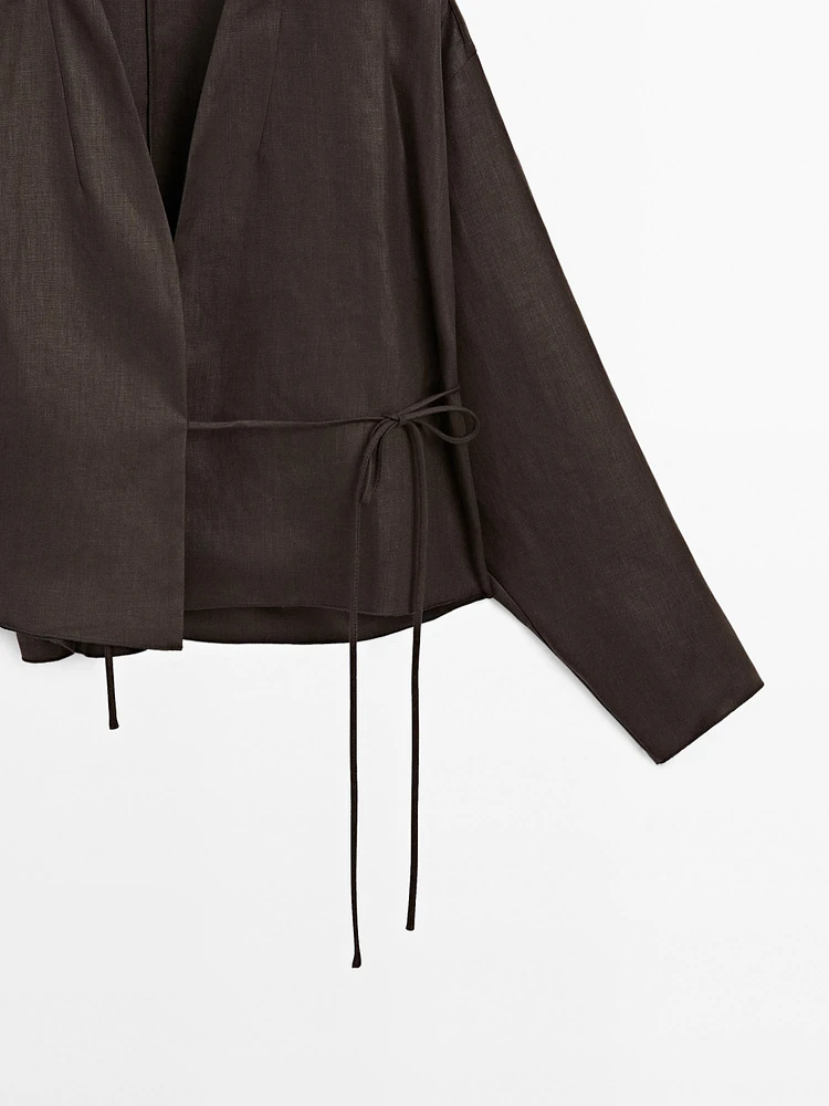 Chemise fluide en lin avec nœud - Studio