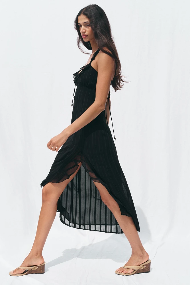 METALLIC THREAD LINGERIE STYLE MIDI DRESS