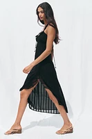 METALLIC THREAD LINGERIE STYLE MIDI DRESS