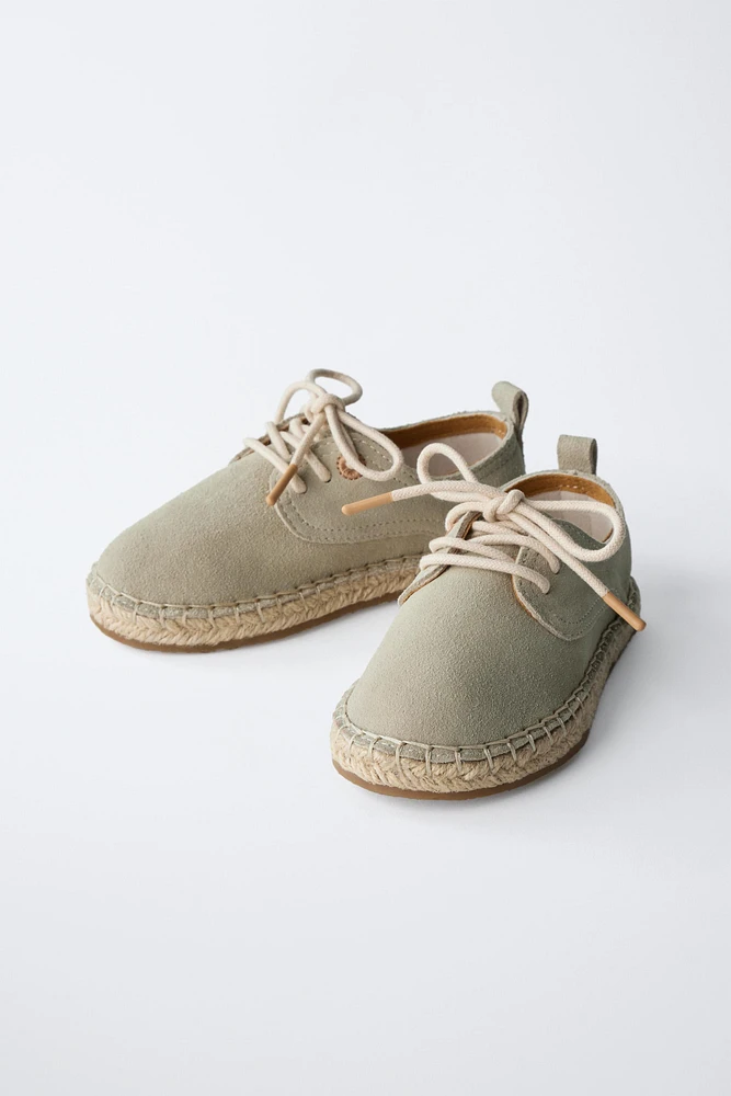 LEATHER JUTE DERBY SHOES