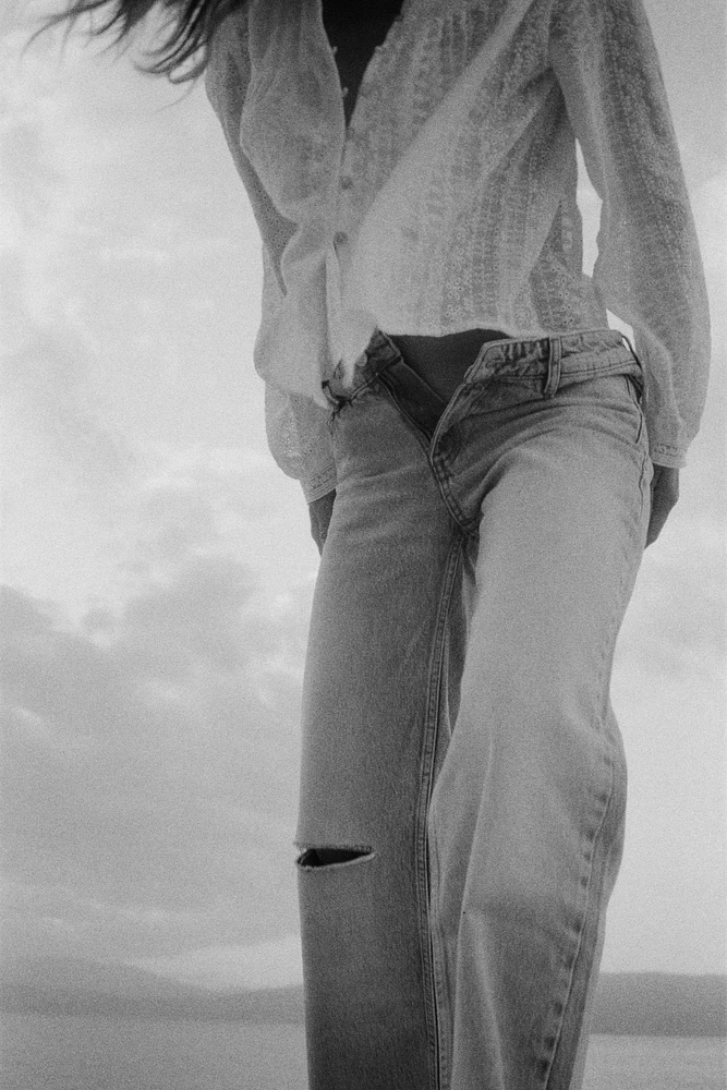 JEAN Z1975 SLIM FLARE TAILLE BASSE LONG LENGTH DÉCHIRÉ