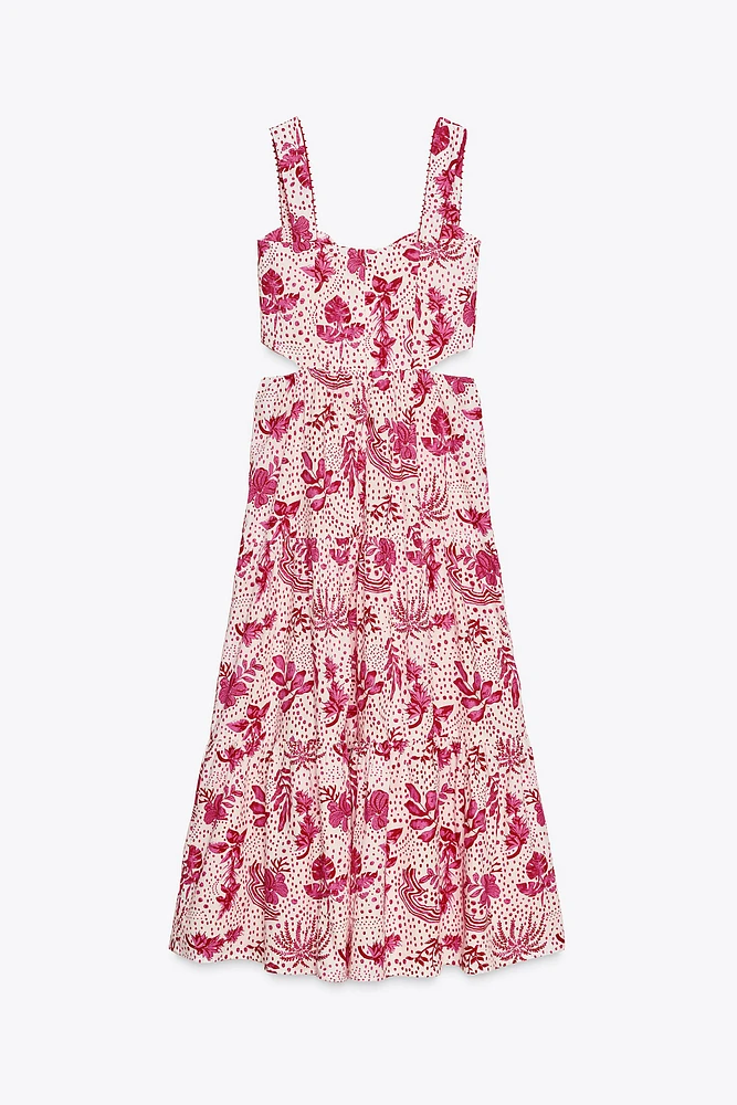 ROBE MIDI IMPRIMÉE ET AJOURÉE