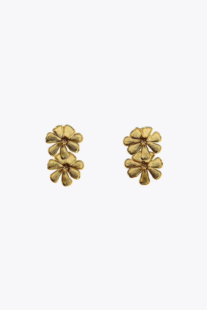 METAL FLOWER EARRINGS