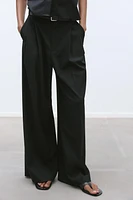 DOUBLE PLEAT BELTED PANTS