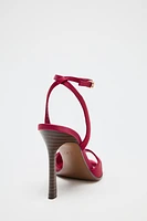 SATIN EFFECT HEELED SANDALS